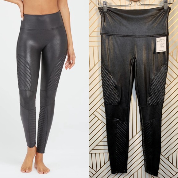 SPANX Pants - Spanx Faux Leather Moto Leggings in Black